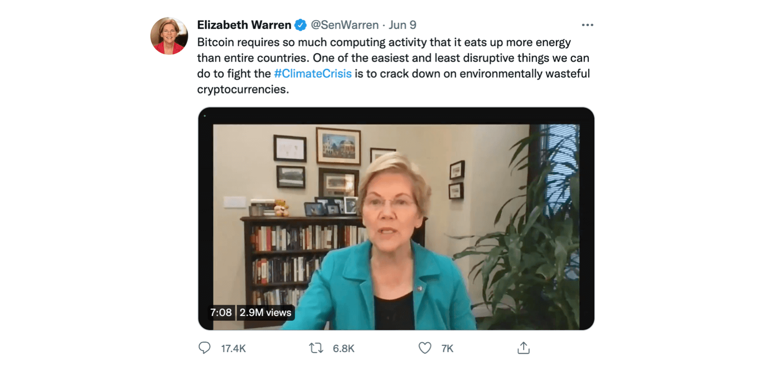 Elizabeth Warren on Bitcoin